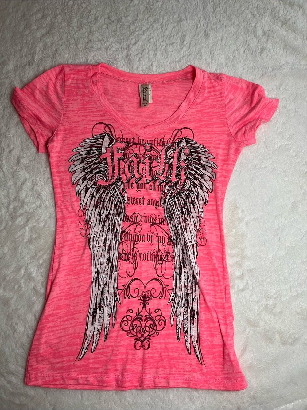 Ritual Neon Pink Angel Wing Faith Graphic Tee